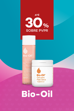 Marca Bio-Oil com destaque promocional de até 30% sobre preço de Venda ao Público Recomendado